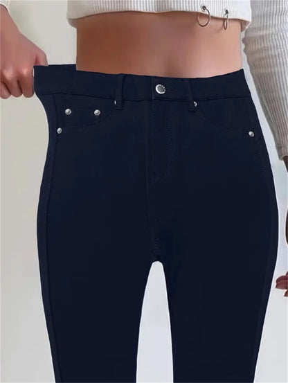 Women Slim Fit Stretch Jeans - 9/10 Length Ankle-Length Colorful Comfort Stretch Fabric  Pants Elastic Waist Casual Office Comfy