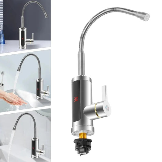 Scaldabagno istantaneo da 3000 W, scaldabagno senza serbatoio, rubinetto elettrico per acqua calda da cucina, riscaldamento per bagno, rubinetto in acciaio inossidabile