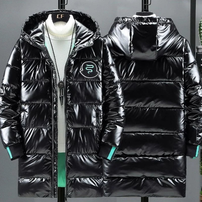Breathable Down Filled Coat for Men Waterproof Glossy Surface Korean Trendy Winterwear with Reinforced Stitching