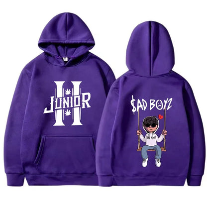 Felpa con cappuccio da uomo primavera 2024 Junior H Sad Boys Harajuku Girls Hip Hop Pullover Elegante Regalo musicale Casual Ampia Comoda Felpa