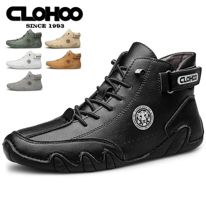 CLOHOO Scarpe da ginnastica da uomo in pelle PU con lacci, nere, casual, da passeggio, leggere, comode e traspiranti, marroni, da uomo