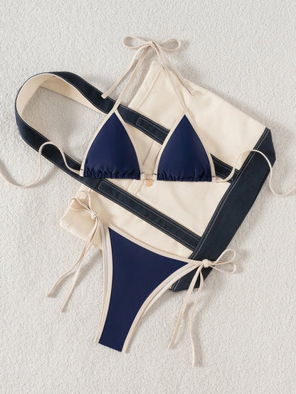 "2025 New Triangle Bikini Set - Floral Print Push Up Swimsuit & Brazilian Bottoms"