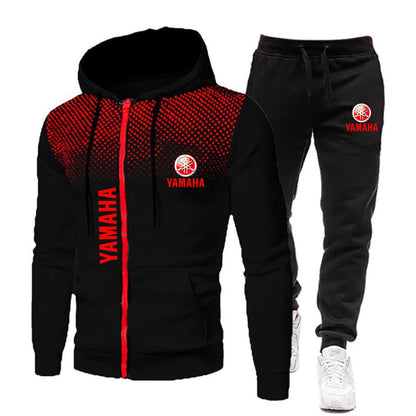 The popular Yamaha logo two-piece men's sportswear for 2025, running clothes, sportswear, hooded sweatshirt, zipper sweatshirt,