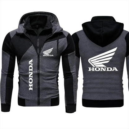 Felpa con cappuccio Honda, giacca da motociclista, felpa con stampa logo Honda Wing, pullover, giacca da motociclista alla moda, abbigliamento da uomo, felpa con cappuccio e cerniera personalizzata