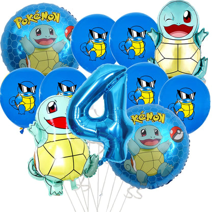 Palloncino Pikachu Pokemon per feste di compleanno da 1 a 9 anni, decorazione per feste a tema Pokemon e Squirtle, palloncino in alluminio per baby shower, bomboniere a tema Pikachu.