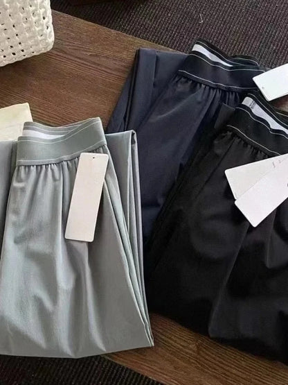 American Retro Elastic High Waist Wide Leg Pants Casual Loose Straight Long Trousers for Women Quick-dry Breathable Pants Women