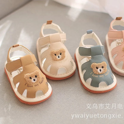 Sandali estivi per bambini da 0 a 2 anni, scarpe con fischietto, sandali per neonati, sandali per bambini e bambine con suola morbida e punta antiurto.