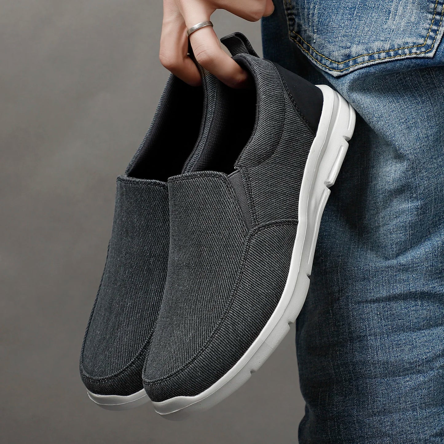 Scarpe da uomo estive in tela, traspiranti e comode, da esterno, slip-on, da passeggio, mocassini classici da uomo