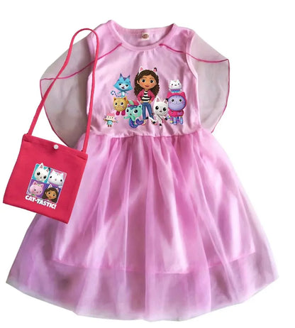 Mochila Gabby's Dollhouse Dress Bambini Gabbys Chat Vestiti Ragazze Manica corta Abiti casual Bambini Matrimonio Principessa Abiti