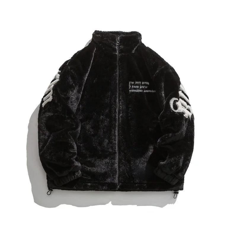 2025 Winter New American Street Letter Embroidered Fleece Fashion Casual Warm Mens Winter Jackets and Coats