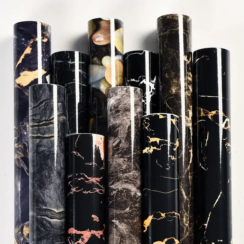 Gray Marble Self-Adhesive Wallpaper Waterproof Vinyl Peel and Stick Wallpapers for Old Furniture Kitchen Countertop Granite Film