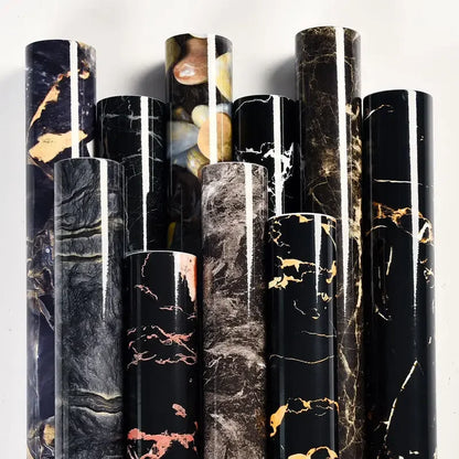 Gray Marble Self-Adhesive Wallpaper Waterproof Vinyl Peel and Stick Wallpapers for Old Furniture Kitchen Countertop Granite Film