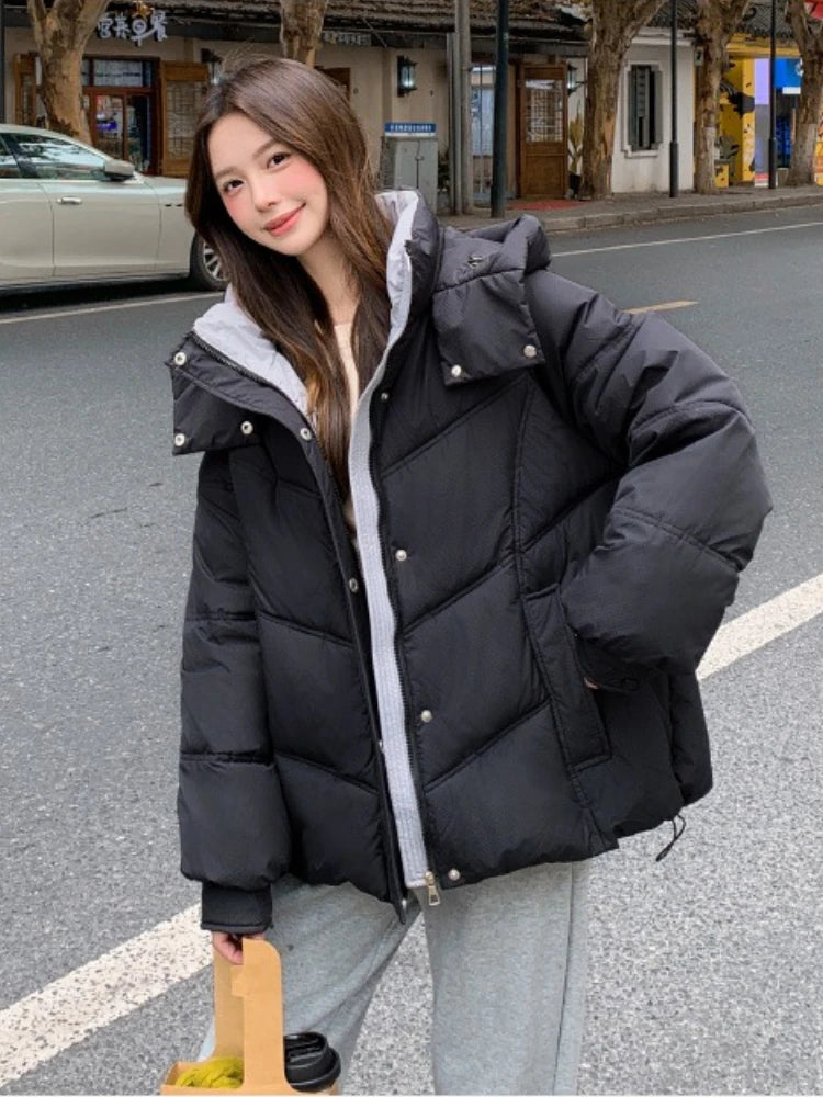 2025 Women Clothing Short Cotton Coat Winter New Style Loose Fit Thickened Petite Cotton Jacket Cold Protection Bread Parkas