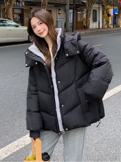 2025 Women Clothing Short Cotton Coat Winter New Style Loose Fit Thickened Petite Cotton Jacket Cold Protection Bread Parkas