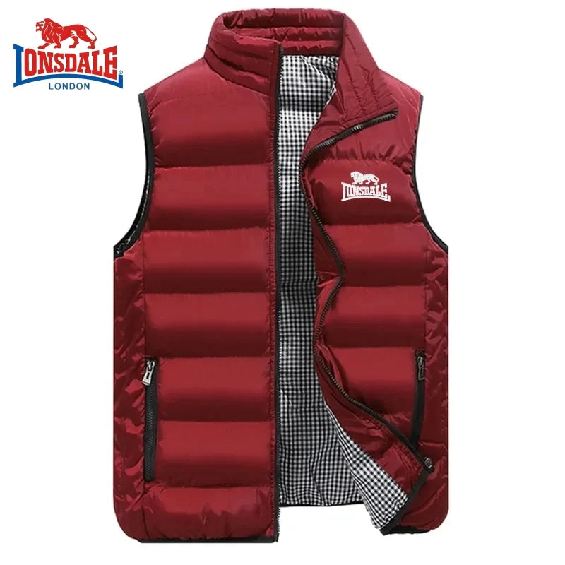Gilet da uomo di alta qualità con ricami, caldo, di marca, per autunno e inverno, giacca antivento senza maniche per attività all'aperto.