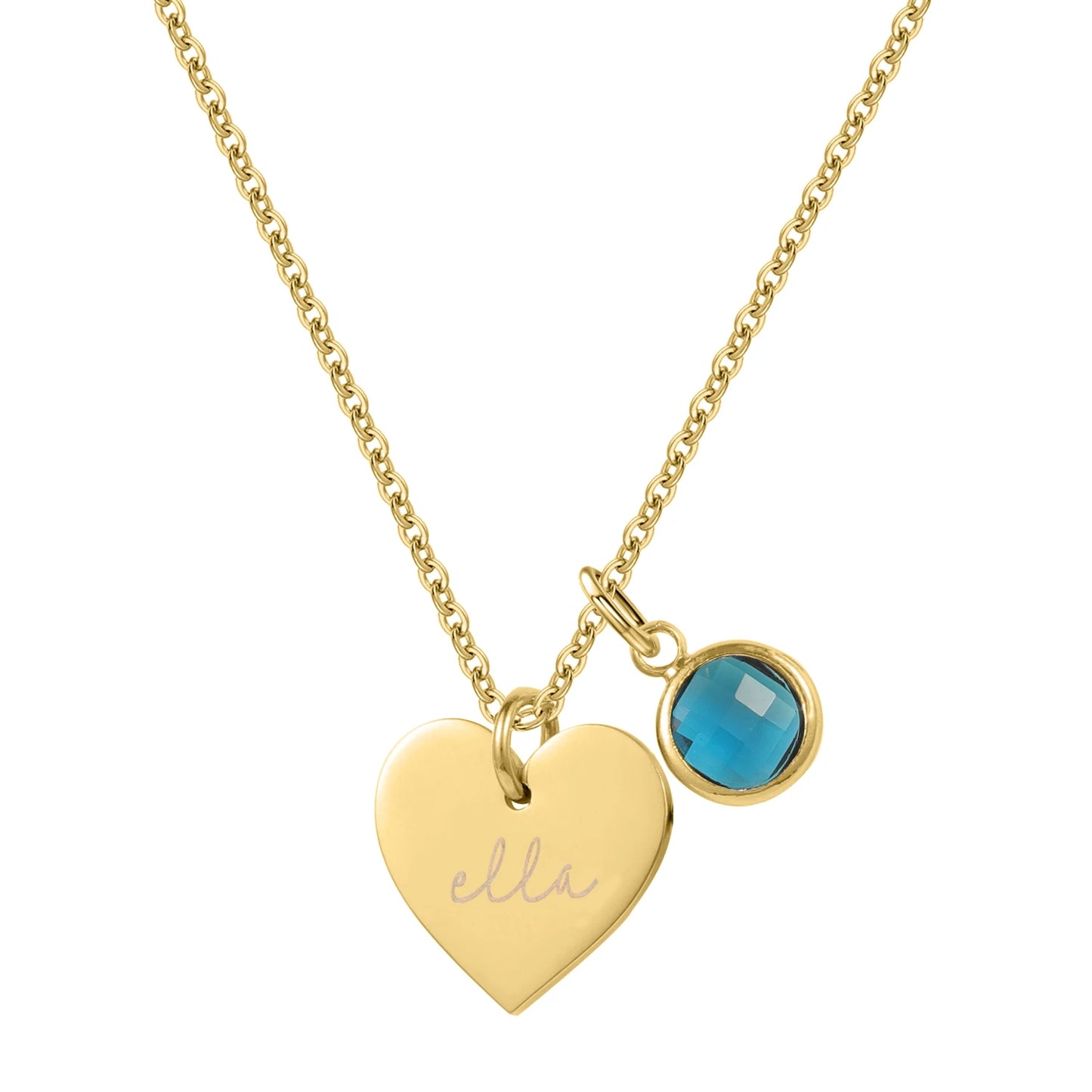 Collana personalizzata con nome Esme, ciondolo a forma di cuore e pietra portafortuna, collana in acciaio inossidabile con sigillo, per donna.