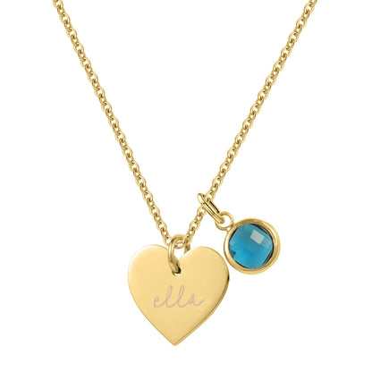Collana personalizzata con nome Esme, ciondolo a forma di cuore e pietra portafortuna, collana in acciaio inossidabile con sigillo, per donna.