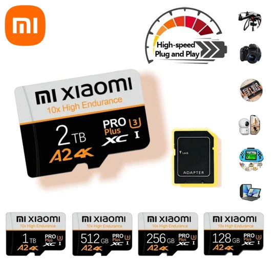 Scheda di memoria SD Xiaomi da 2 TB e 1 TB, 128 GB, 256 GB, 512 GB, trasferimento ad alta velocità, Micro TF SD, portatile, USB, memoria SD per droni, tablet e PC