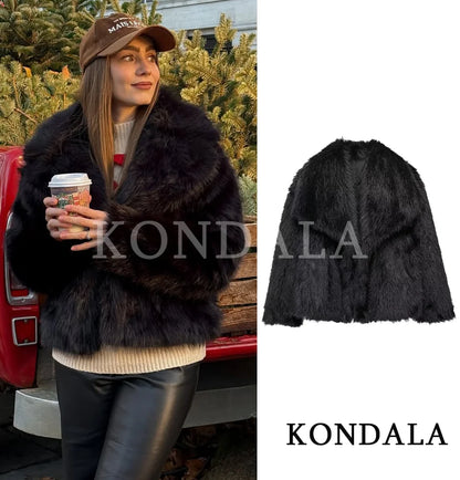 Giacca vintage in pelliccia da donna, cappotto caldo casual ampio per autunno/inverno, cappotto alla moda con revers in pelliccia sintetica, cappotto elegante da donna 2026.