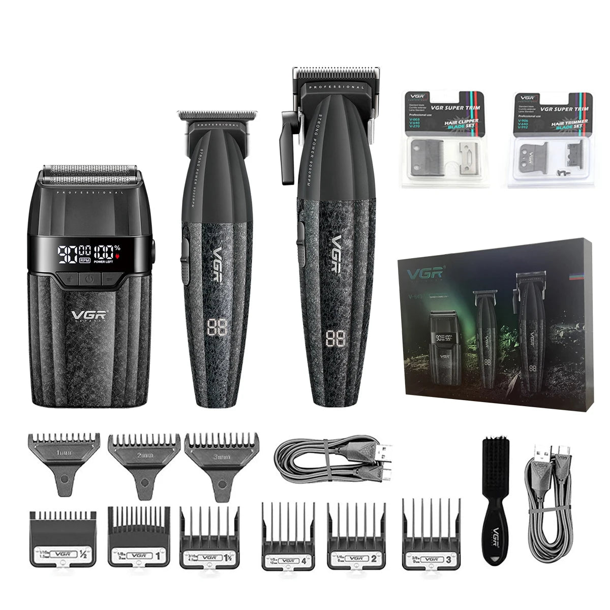 VGR Hair Trimmer Professional 9000 RPM Hair Clipper Cordless Hair Cutting Machine Rechargeable Metal Trimmer for Men V-640 S3