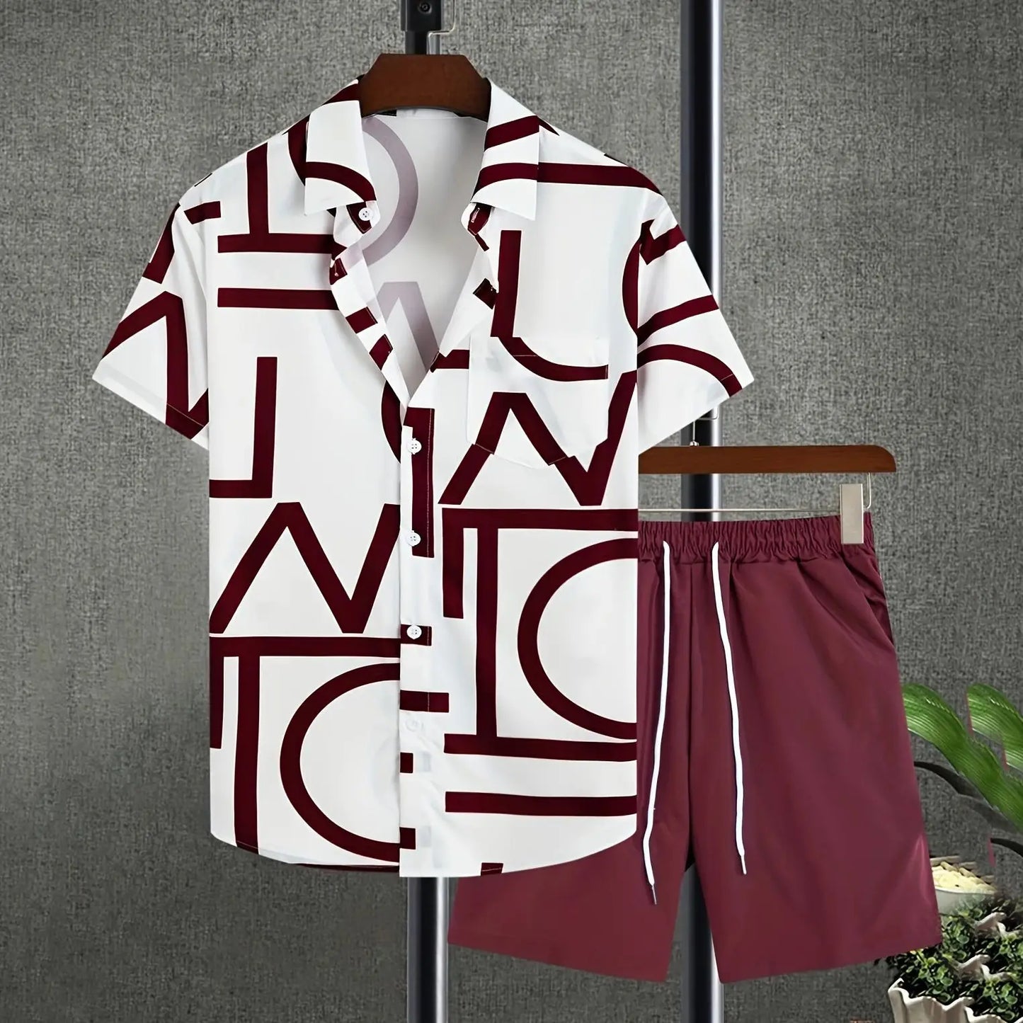 Completo da vacanza hawaiano da uomo, estivo, con camicia a maniche corte e pantaloncini, set di 2 pezzi, streetwear alla moda, abbigliamento casual con stampa 3D.
