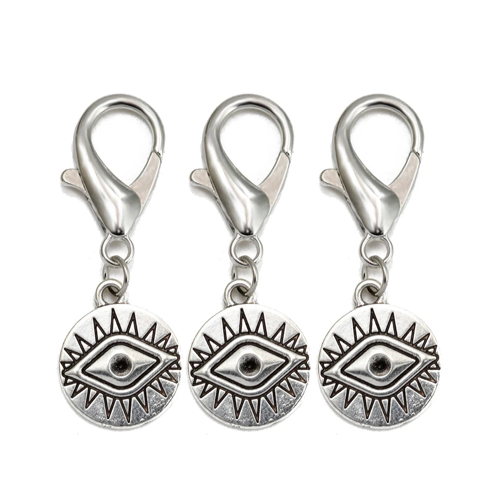 Set di 3 portachiavi Lucky Eye Turkish Evil Eye in lega, portachiavi rotondo Fatima, portachiavi per borsa e auto, pulsaras bijoux צמידים