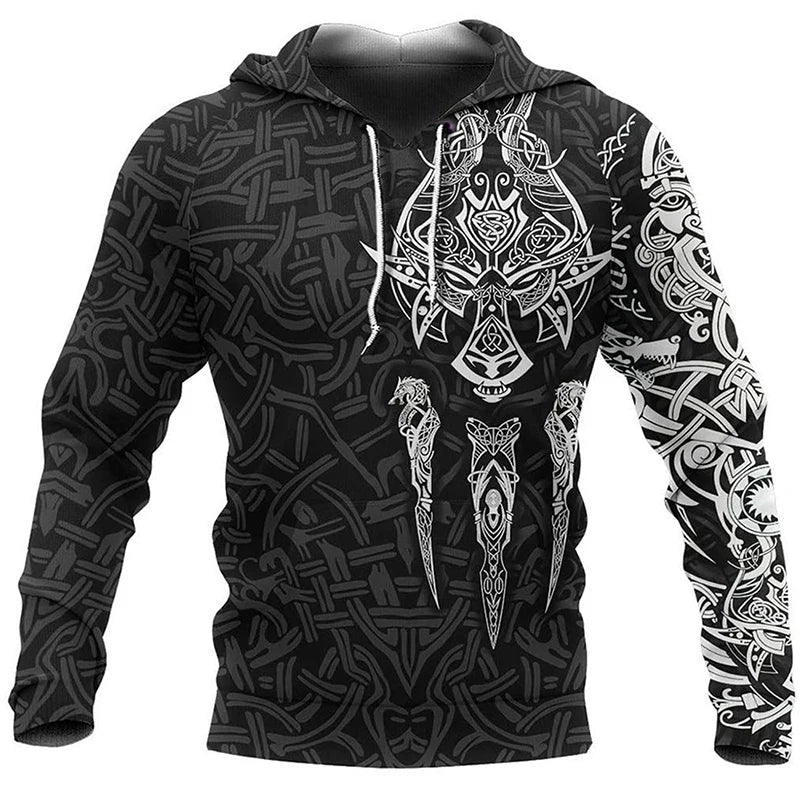 Felpe da uomo 2024 con motivo tatuaggio aquila vichingo, stampa 3D, moda casual, Harajuku, hip hop, autunno e inverno, oversize.