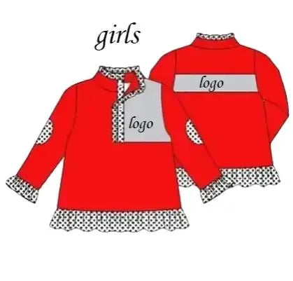 Uniformi scolastiche casual personalizzate all'ingrosso per bambini e bambine, top a maniche lunghe per neonati, abbigliamento primaverile e autunnale