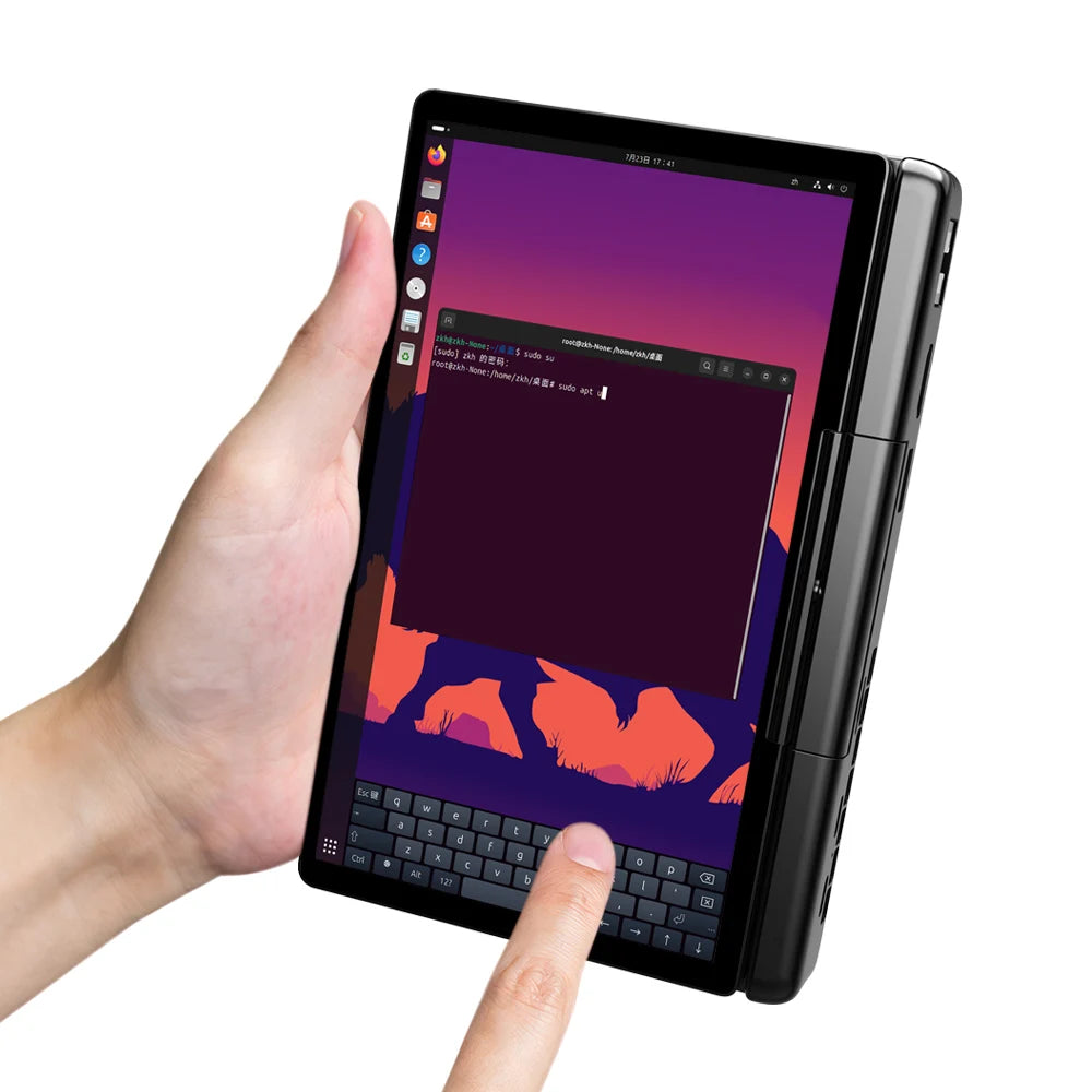 GPD MicroPC 2 Mini laptop portatile con schermo touch da 7 pollici, 16 GB di RAM, SSD da 512 GB, CPU N300 e sistema operativo Windows 11.