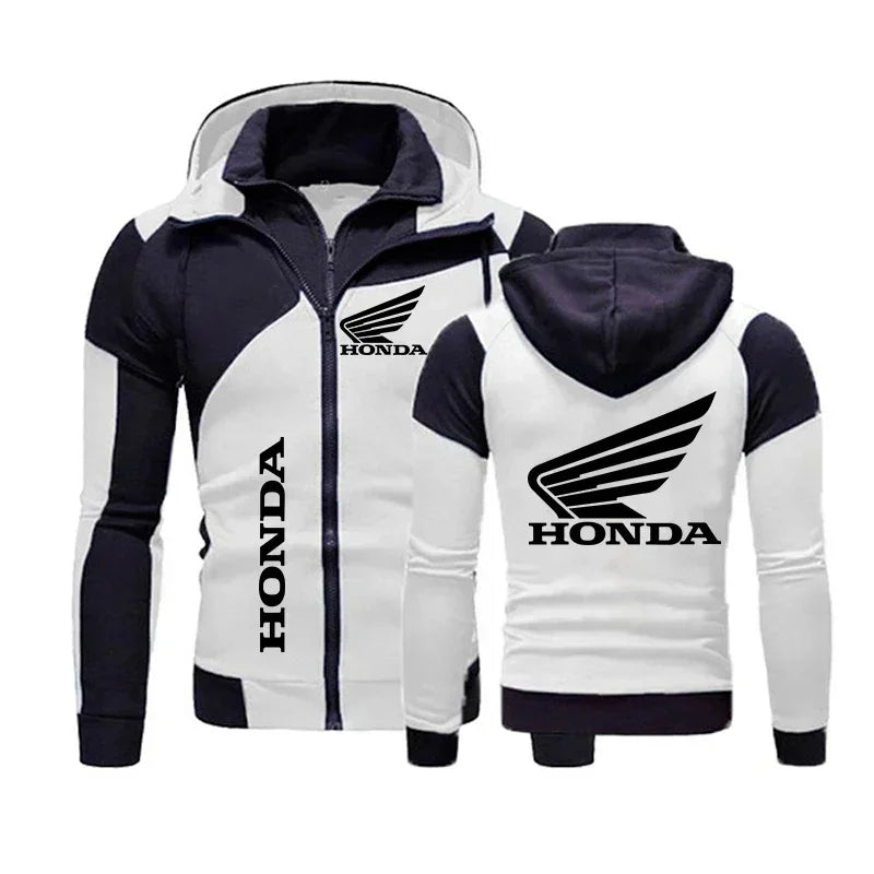 Felpa con cappuccio Honda, giacca da motociclista, felpa con stampa logo Honda Wing, pullover, giacca da motociclista alla moda, abbigliamento da uomo, felpa con cappuccio e cerniera personalizzata