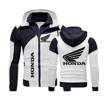 Felpa con cappuccio Honda, giacca da motociclista, felpa con stampa logo Honda Wing, pullover, giacca da motociclista alla moda, abbigliamento da uomo, felpa con cappuccio e cerniera personalizzata