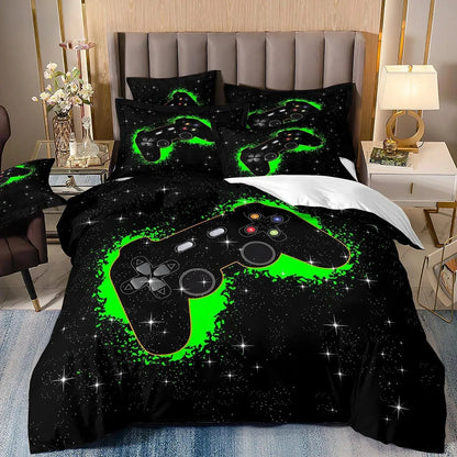 Set di biancheria da letto per gamer per ragazzi, set copripiumino per videogiochi, copripiumino matrimoniale, set letto con design PlayStation per ragazzi e ragazze.