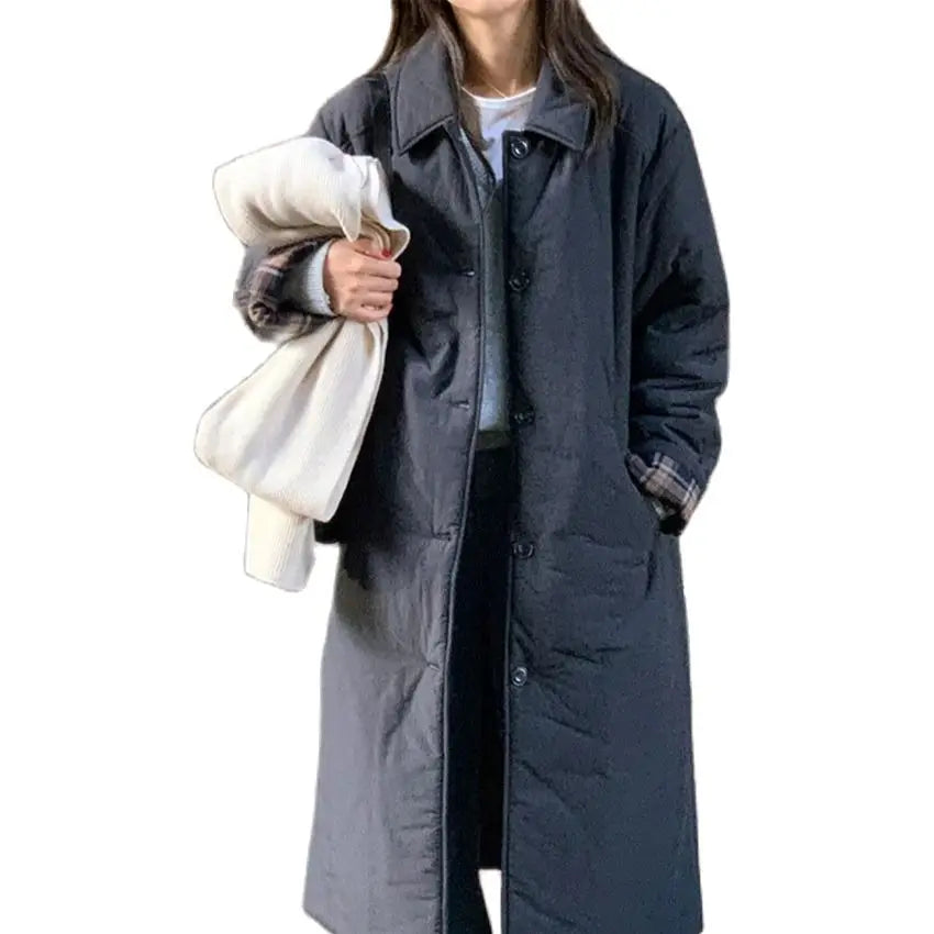 Alien Kitty 2024 High Street Maxi Parkas Daily Women Chic Winter Slim OL Elegant Cotton Padded Slim Daily Loose Casual Coats