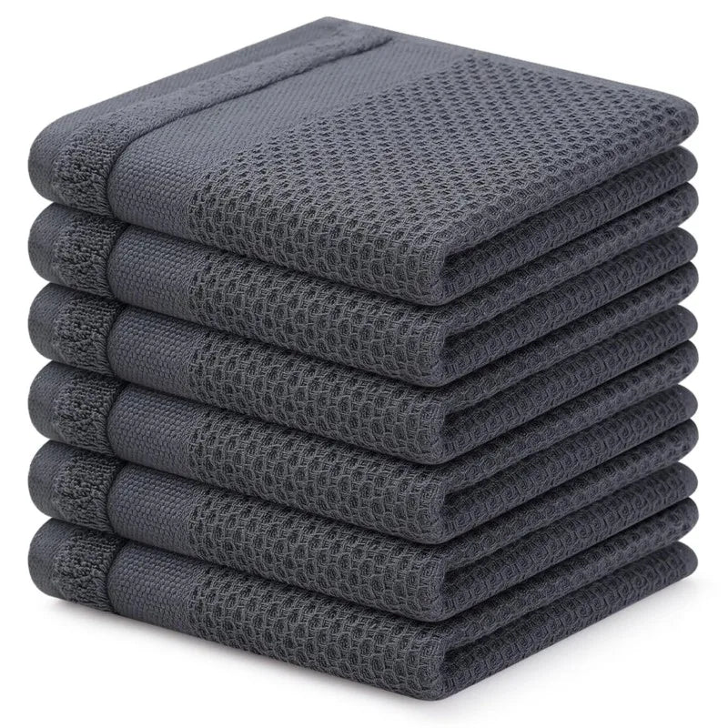 Homaxy Kitchen Cotton Towels Honeycomb Breathable 100% Cotton Dish Cloths Reusable Absorbent Household Washable Cleaning Cloths