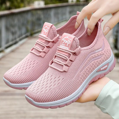 Scarpe casual da donna autunnali traspiranti da passeggio in mesh con lacci, scarpe basse da ginnastica da donna, Tenis Feminino Pink Zapatillas De Mujer