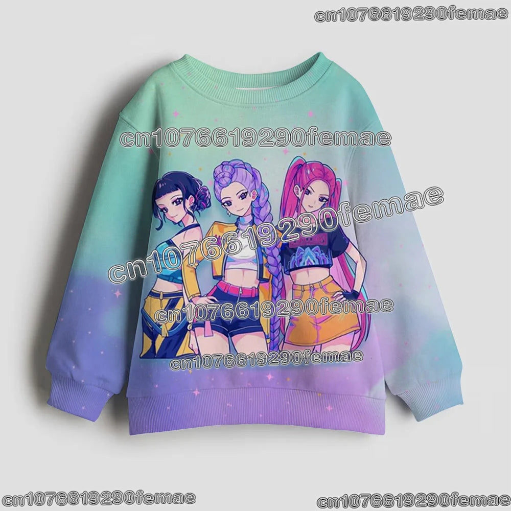 Maglione per bambini con motivo KPOP Demon Hunter Huntrix 2026, maniche lunghe, alla moda, casual, per primavera e autunno.