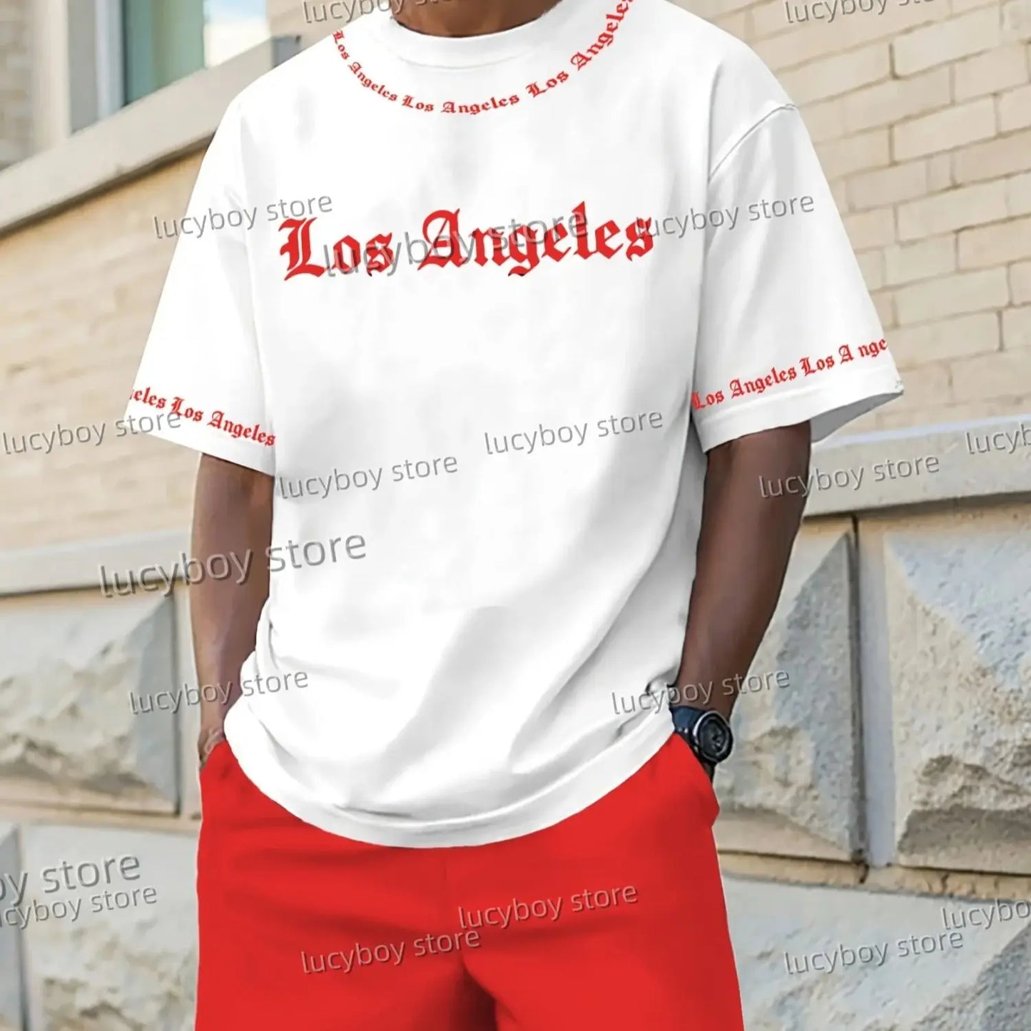 Completo da uomo Los Angeles stampato 2025, set di 2 pezzi, completo casual, abbigliamento sportivo, set fitness, tuta da uomo, abbigliamento oversize