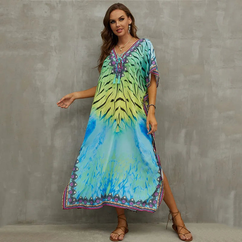 Women's Clothing Kaftan Dresses for Women Plus Size Bathing Suit Cover up Caftan Maxi Beach Dresses