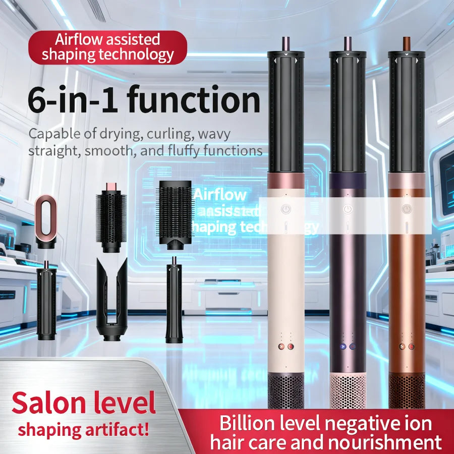 220V 6 in 1 Hair Styler & Hairdryer Brush 1700W High-Speed Hair-care Negative Ionic Blow Dryer Fast Drying,Multi Hair Styler