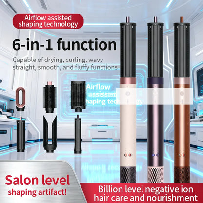 220V 6 in 1 Hair Styler & Hairdryer Brush 1700W High-Speed Hair-care Negative Ionic Blow Dryer Fast Drying,Multi Hair Styler