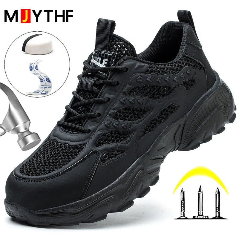 Scarpe antinfortunistiche traspiranti in mesh da uomo, bianche, scarpe protettive per uomo e donna, scarpe da lavoro estive leggere e indistruttibili 2026