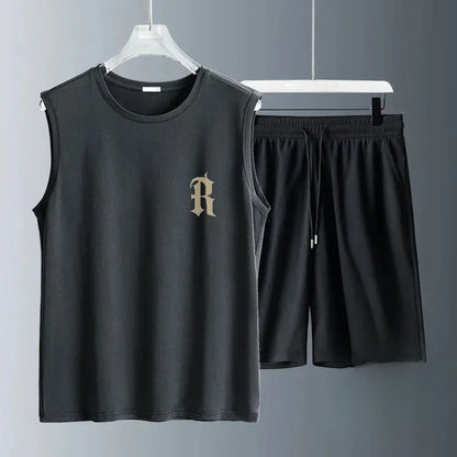 Canotta da allenamento estiva da uomo in poliestere, senza maniche, per sport, palestra e fitness, top casual da uomo, set di abbigliamento da uomo