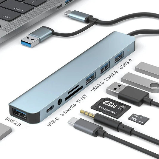 Hub espansore USB C 8 in 1, splitter Type-C, adattatore multiporta, dock per telefoni e tablet Xiaomi, USB 3.0 con DisplayPort 4K