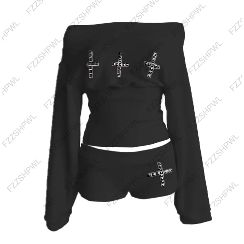 Stile dark Hip Hop Harajuku Rivet design Y2K Shorts Rock Gothic Fashion Crop Shorts Vintage Chic Hot pants Streetwear Punk Pants