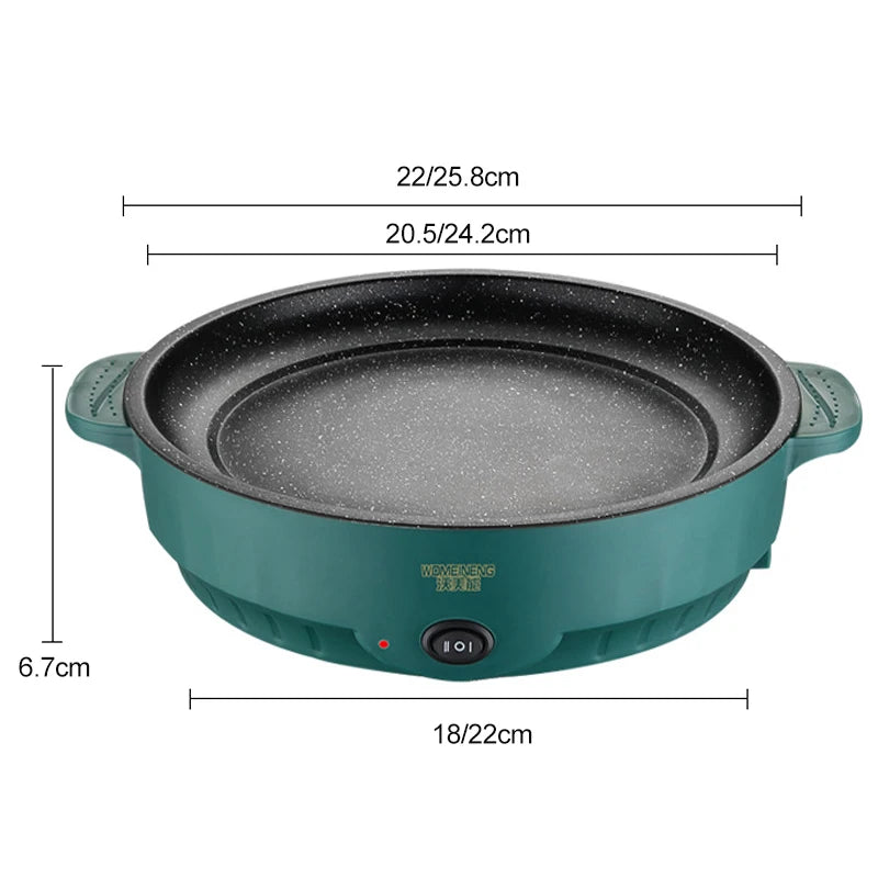 Padella elettrica multicooker 220V per uso domestico, barbecue, frittura di pesce, bistecca, padella antiaderente, macchina per cucinare