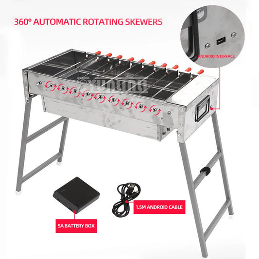 Stufa per barbecue rotante automatica per uso domestico da 60 cm Stufa per barbecue a carbone pieghevole per esterni Bakplaat Elektrische