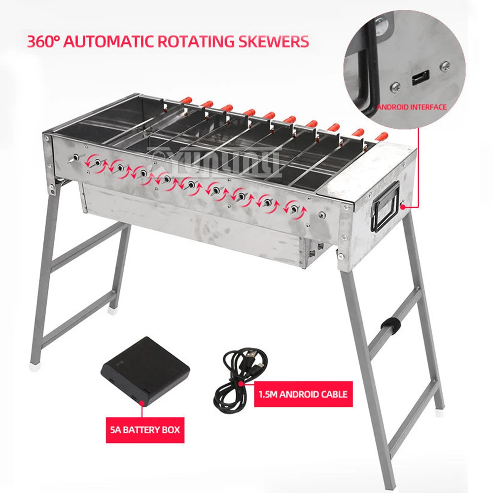 Stufa per barbecue rotante automatica per uso domestico da 60 cm Stufa per barbecue a carbone pieghevole per esterni Bakplaat Elektrische