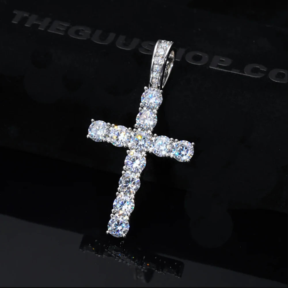 ESKEEM Gioielli Hip Hop Ciondolo a croce in argento sterling 925 con diamanti CZ Collana a croce personalizzata e di tendenza con zirconi cubici 5A