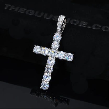 ESKEEM Gioielli Hip Hop Ciondolo a croce in argento sterling 925 con diamanti CZ Collana a croce personalizzata e di tendenza con zirconi cubici 5A