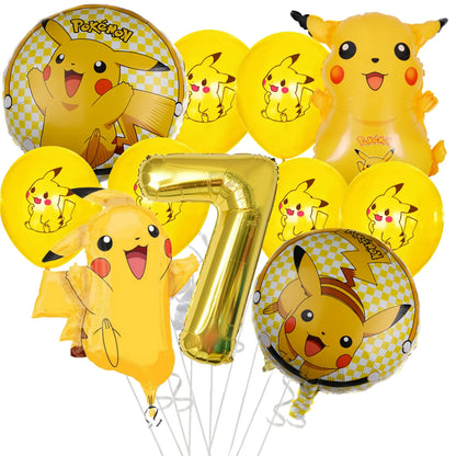 Palloncino Pikachu Pokemon per feste di compleanno da 1 a 9 anni, decorazione per feste a tema Pokemon e Squirtle, palloncino in alluminio per baby shower, bomboniere a tema Pikachu.